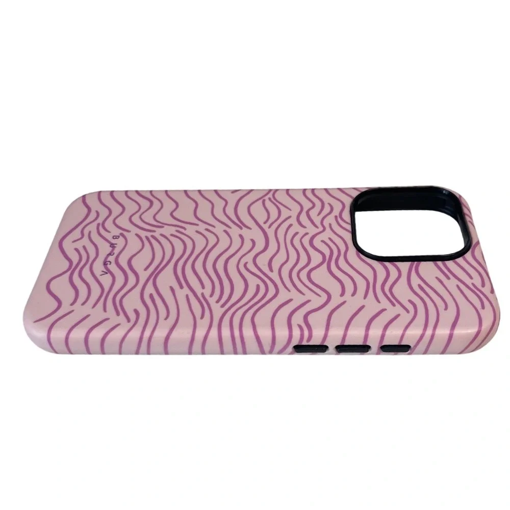 Burga iPhone 13 Pro Max Tough Case Pink Purple Wavy Line Protective Cover
